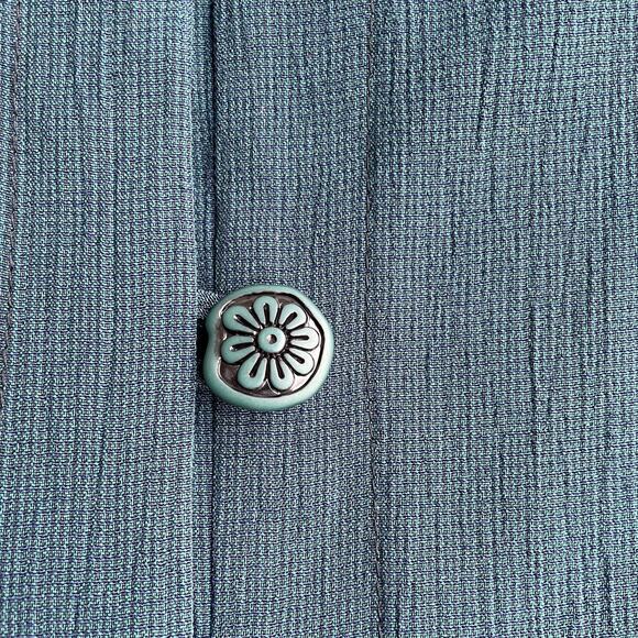 90s Vintage Teal Geometric Lightweight Shirt Jacket- Size 12P - Picture 6 of 10